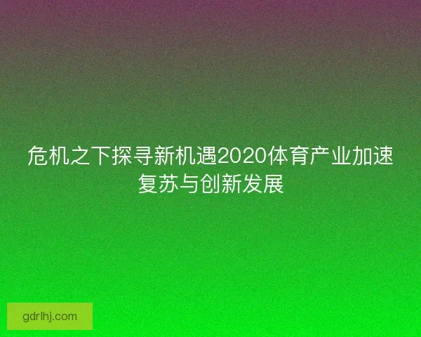 危机之下探寻新机遇2020体育产业加速复苏与创新发展